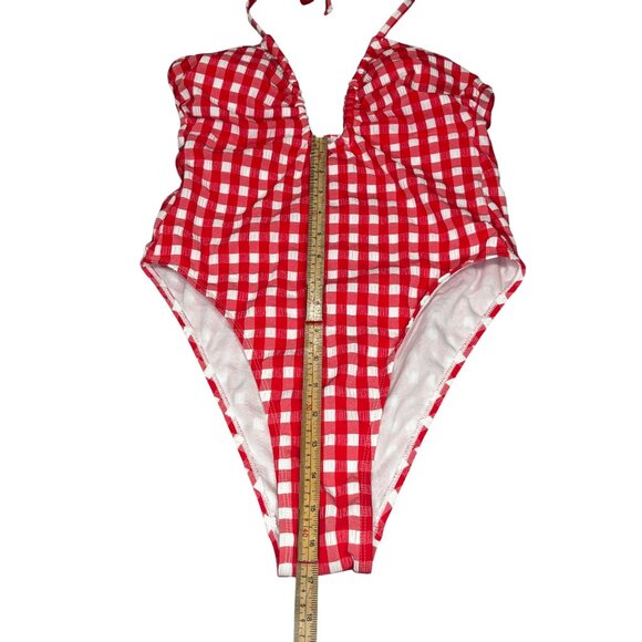Red & White Gingham Halter One-Piece Swimsuit By Wild Fable Size S - Picture 8 of 11